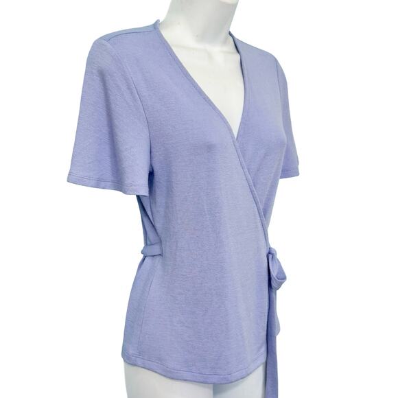 Gap Lilac Lavender Purple Flutter Sleeve Knit Wrap Top size XS NEW Tags - Picture 2 of 9